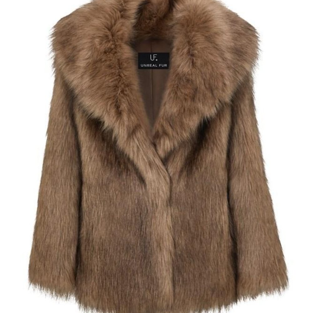 Unreal Fur Fascination Jacket in Mocha NWT